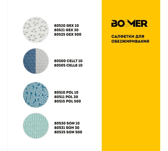 Салфетки нетканые полипропиленовые BOOMER W-GEX 30, 85 г/м², 32x36см, цвет белый 805021