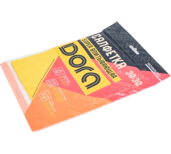 Салфетка супервпитывающая с полиуретановой пропиткой Dora 30x30см, 1шт 2001-074