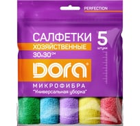 Салфетка из микрофибры Универсальная, 30x30см, 5шт Dora 2001-002 33542725