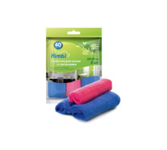 Салфетка Kolibriya Nimbi-40 Дом-Офис, набор эконом, микрофибра 25х25 см 49903 1