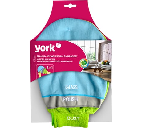 Салфетка-перчатка из микрофибры YORK 3 в 1 026310