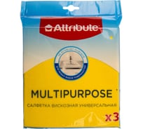 Салфетка Attribute Multipurpose вискозная универсальная, 3 шт ACU213