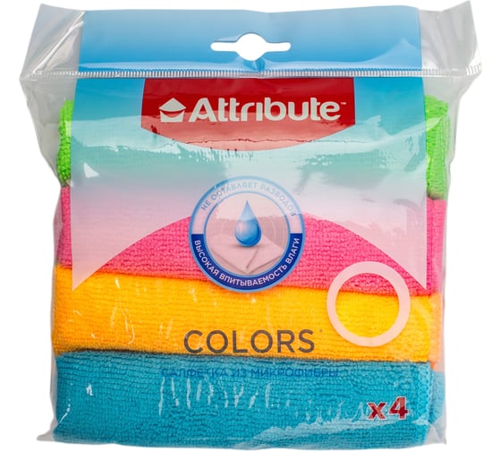 Салфетка Attribute Multi Colors из микрофибры, 4 шт ACA114 1
