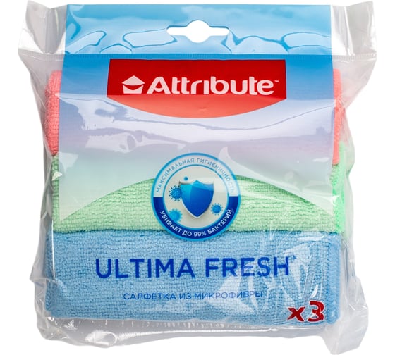 Салфетка Attribute Ultima Fresh из микрофибры, 3 шт ACP113