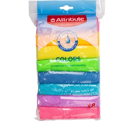 Салфетка Attribute Multi Colors из микрофибры, 8 шт ACA118 1