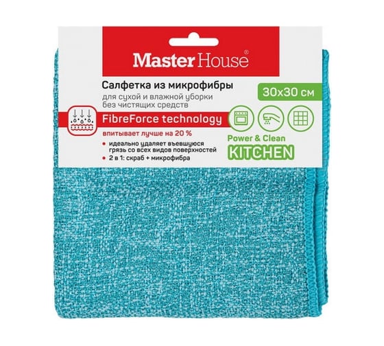 Салфетка из микрофибры Master House Бенгальский тигр 30x30см голубая 75034 1