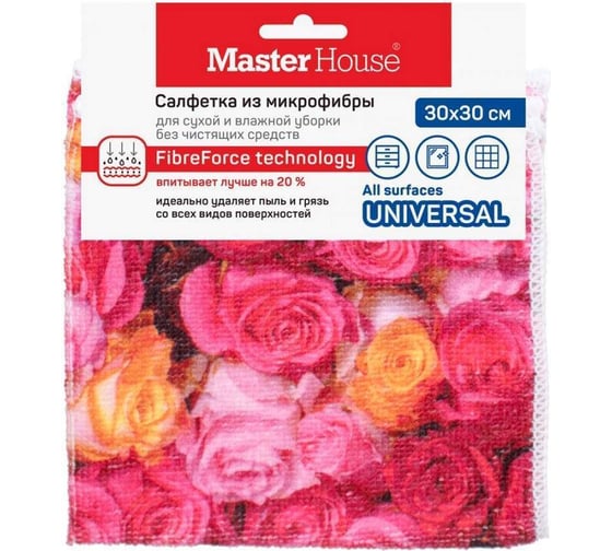 Салфетка из микрофибры Master House Голландские цветы M04F 30x30см 60160 1