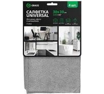 Салфетка микрофибра Grass 220 г/м, 30х30 см, 4 шт, серая IT-0864