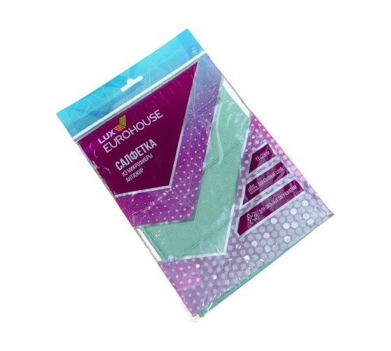 Салфетка из микрофибры EUROHOUSE LUX АНТИЖИР 17х23 см 9371