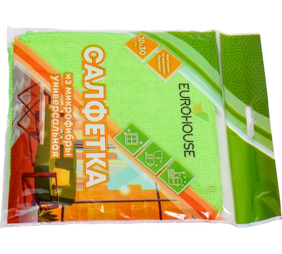 Салфетка из микрофибры EUROHOUSE универсальная, 30х30 см 3593