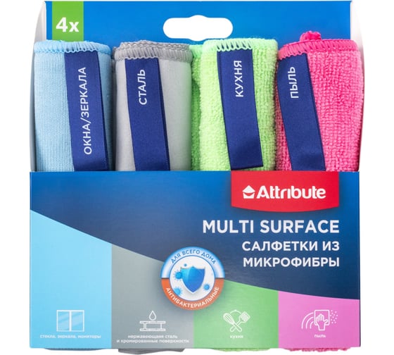 Набор салфеток из микрофибры Attribute MULTI SURFA ACC011 1