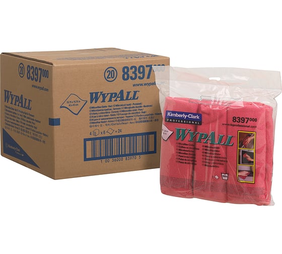 Микрофибра Kimberly-Clark WypAll  сложенная, красный 40x40 см 8397
