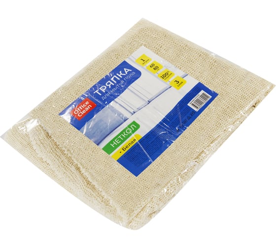 Тряпка для мытья пола OfficeClean неткол, белая, трехслойная, 120 г/м2, 60х80 см 315135