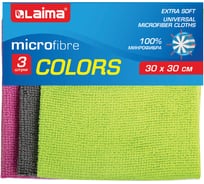 Салфетки из микрофибры универсальные LAIMA 30x30см, 3шт, ассорти, 180 г/м2 700054