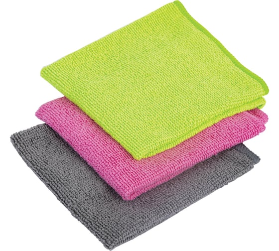 Салфетки из микрофибры универсальные LAIMA 30x30см, 3шт, ассорти, 180 г/м2 700054