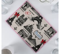 Салфетка для удаления грязи, пыли и сушки посуды Доляна Франция, я люблю тебя 30х20 см, лён МИКС 3818422