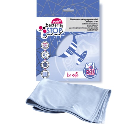 Салфетка из микрофибры для стекла YORK БАКТЕРИЯ СТОП 026330