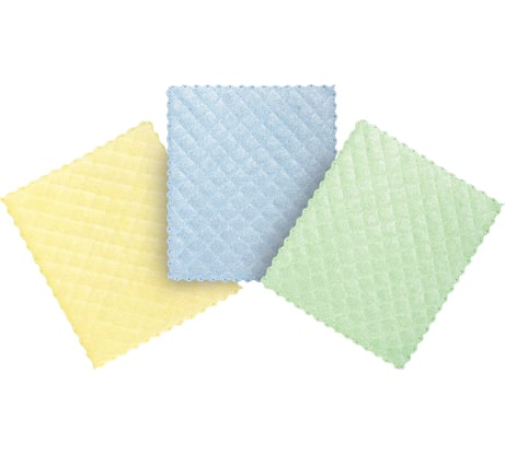 Салфетки LAIMA универсальные, КОМПЛЕКТ 3шт, микрофибра губчатая, 3 слоя, 17х20см, ромбы, 606657