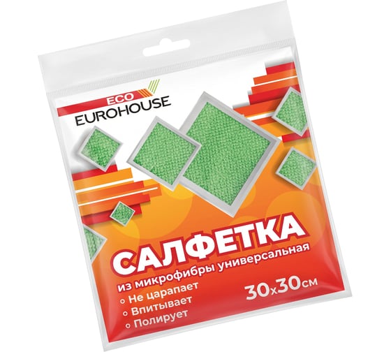 Салфетка из микрофибры универсальная EUROHOUSE 30х30 см 13107