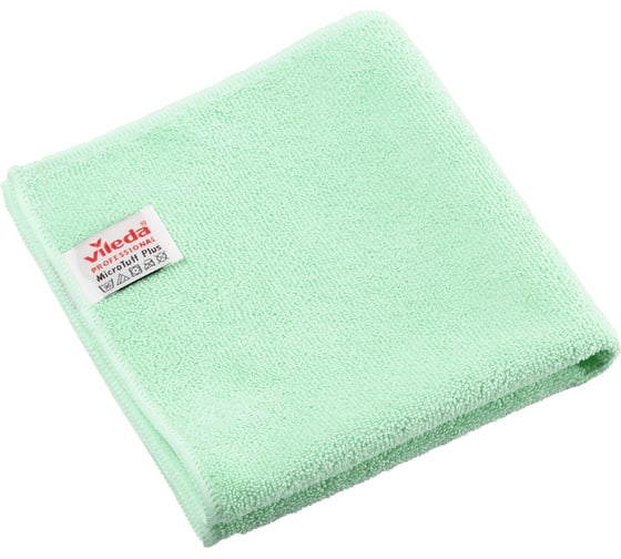 Салфетки Vileda МикроТафф Плюс, 5шт, микрофибра, зеленый, 38х38см, 174203 703617