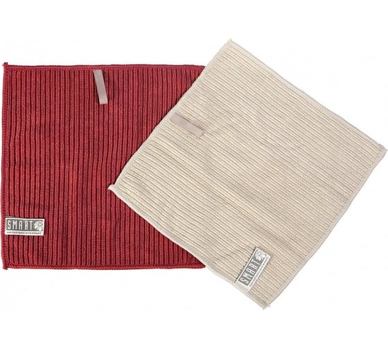 Салфетка Смарт.ру ребристая, 2 шт., 24х24 см, серая/бордо 1121-3Grey/Burgundy