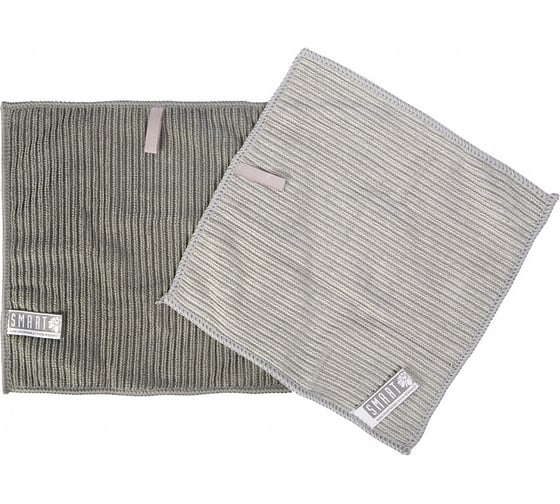Салфетка Смарт.ру ребристая, 2 шт. 24х24 см, серая/серая 1121-1Grey/Grey