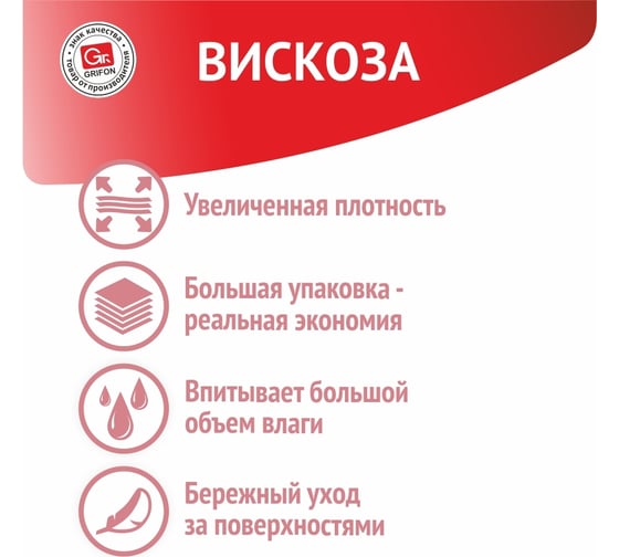 Cалфетки для кухни из вискозы GRIFON 30x38 см, 10 шт в уп 910-016