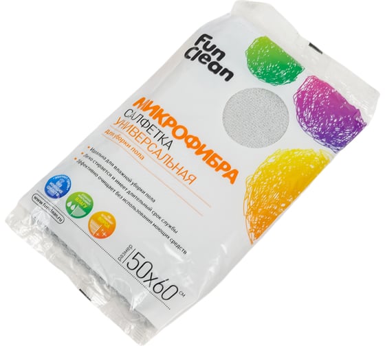 Сухая салфетка для пола из микрофибры Fun Clean 50х60 см, 1 шт. 6482