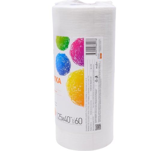 Сухая салфетка из вискозы Fun Clean универсальная, 25х40 см, 60 шт. в рулоне 6760