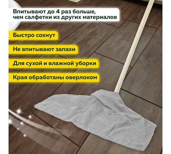 Тряпка для мытья пола из микрофибры LAIMA HOME "ULTRASONIC BI-COLOUR" 50x60 см, комплект 2 шт 608219