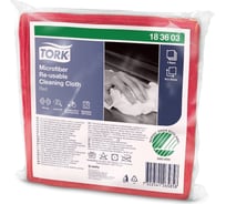 Многоразовые салфетки из микрофибры TORK 1 пачка 6 штук, 30x30 см, красные, 240 г/м2 183603 607933
