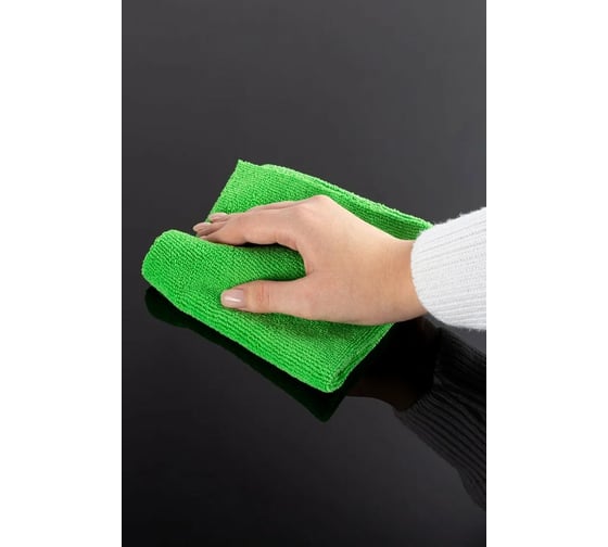 Салфетки для уборки ДТРД зеленые из микрофибры, 30x30 см, 3 шт. СМЗ3