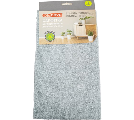 Тряпка для пола Econova 1 шт., 50x60 см, серый 415060311