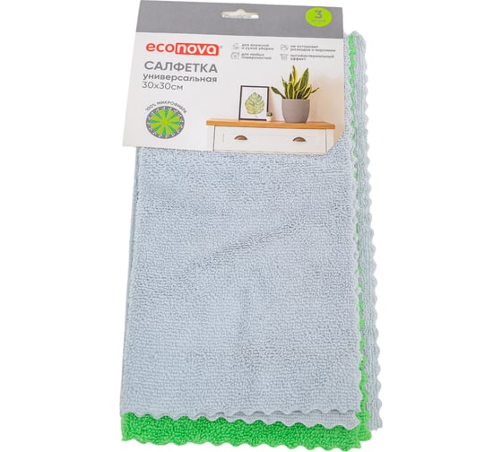 Салфетка для уборки Econova 3 шт., 30x30 см 413030318