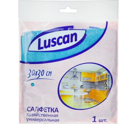 Хозяйственная салфетка Luscan микрофибра 30x30 см 200 гкв.м синяя 1612795