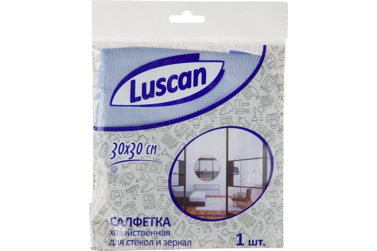 Хозяйственная салфетка Luscan микрофибра 30x30 см 230 гкв.м синяя 1604417 -  выгодная цена, отзывы, характеристики, фото - купить в Москве и РФ