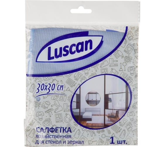 Хозяйственная салфетка Luscan микрофибра 30x30 см 230 гкв.м синяя 1604417 1