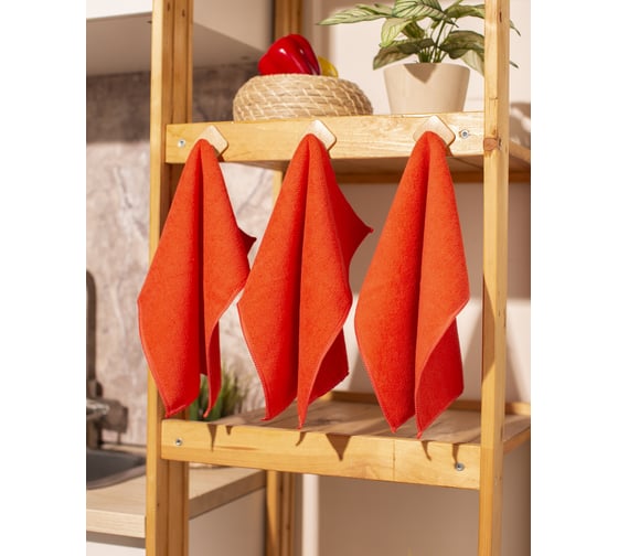 Салфетки хозяйственные Luscan микрофибра 30x30 см 300 г/кв.м, красные 3 шт. в уп. 1612785