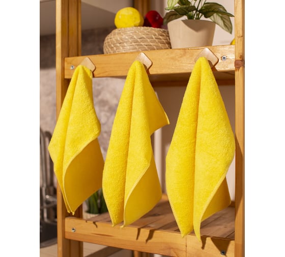 Салфетки хозяйственные Luscan микрофибра 30x30 см, 300 г кв.м, желтые 3 шт. в уп. 1612788