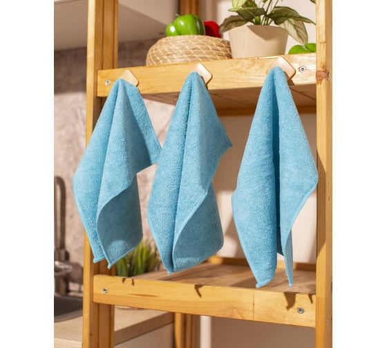 Салфетки хозяйственные Luscan микрофибра 30x30 см 300 г кв.м синие 3 шт. в уп. 1612787