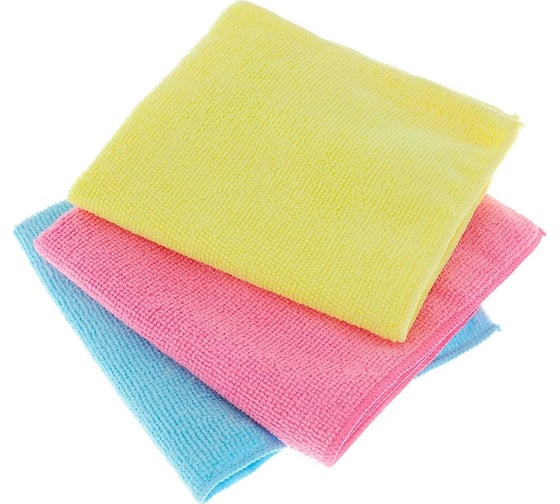Микрофибра ZiZay мягкое волокно, 30x30см, лазерный шов, оверлок, упаковка 3 шт. ZZ0080