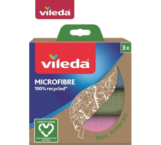 Салфетка Vileda из микрофибры 100% Эко 3 шт 168310/2