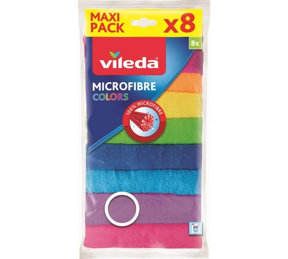 Салфетка Vileda Колорс из микрофибры, 8 шт 151501