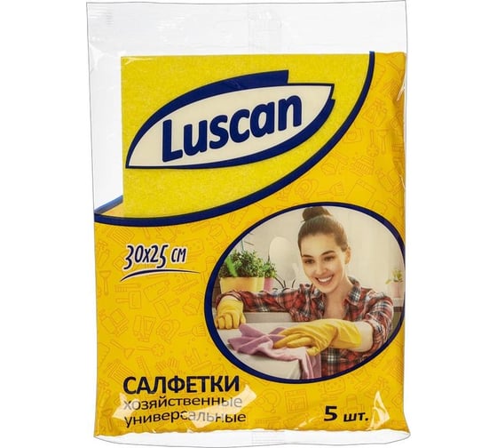 Универсальные салфетки Luscan вискоза, 60-70 г/м2, 30x25 см, 5 шт/уп 1117961 1