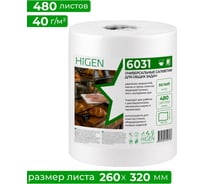 Нетканый протирочный материал Higen Wype x60 white белый, 260x320мм, 480л, рулон 6031