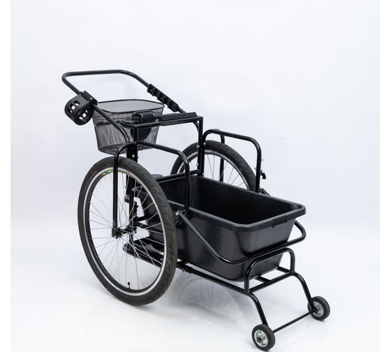 Тележка EWA Light 120 стальной каркас, колеса 660 мм, мусорный бак на 120 л, ёмкость на 60 л, корзина для личных вещей, держатели для инструмента 4687204807152