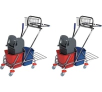 Тележка 2х-ведерная ACG 2 х 17л с отжимом, база хром, с корзиной и держателем под м/мешок с поддоном, КОМПЛЕКТ (2 шт/кор) 1021153