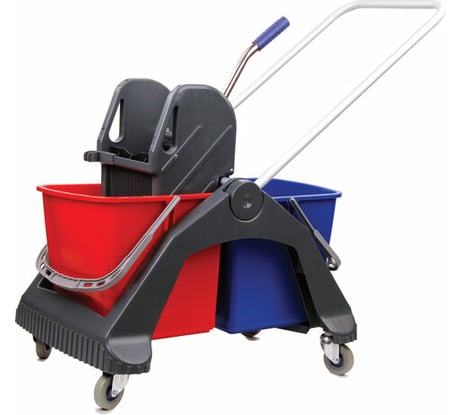 Уборочная тележка BRABIX 2 съемных ведра 30 л мех. отжим, пластиковый каркас, фикс. ручка 606661
