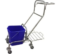 Тележка одноведерная ACG 25л без отжима, база нержавейка, без корзины, держатель мешка с поддоном, ДЛИННАЯ ручка 1012686