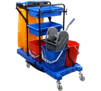 Уборочная тележка OfficeClean Professional ведра 2x20 л 2x11 л, отжим, держатель для мешка, мешок, 2 поддона 265255/AF08173